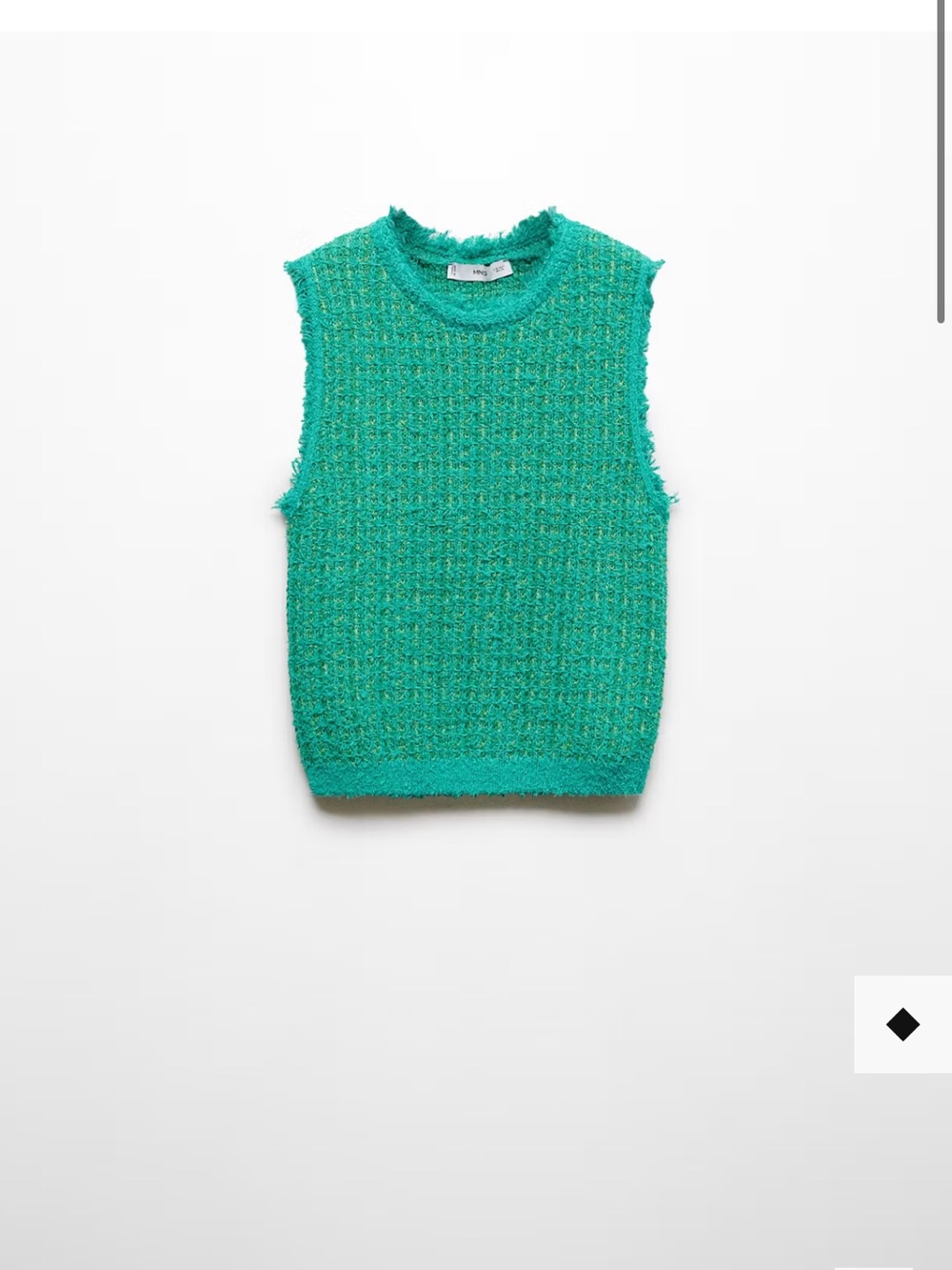 Mango Green Tweed Top with Frayed Detail - Size small